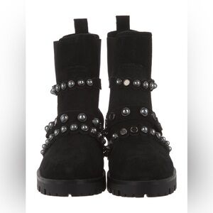 Karl Lagerfield Velvet Studded Accent Combat Boots size 8